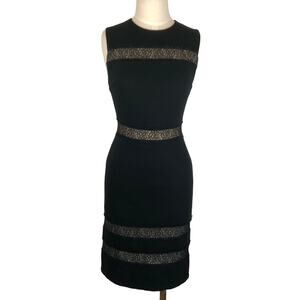 Alice + Olivia Kerrie Lace Panel Sleeveless Sheath Dress Black Women's Size 4